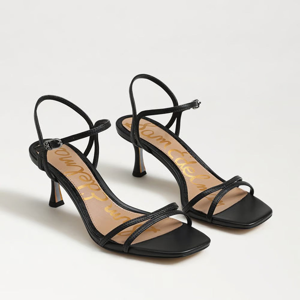 Sam Edelman Presley Strappy Kitten Heel Sandal - Black Leather
