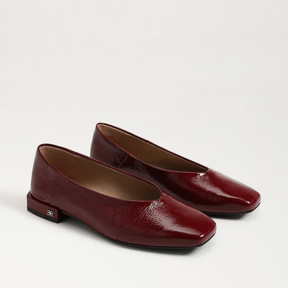 Sam Edelman Kasey Square Toe Ballet Flat Merlot Leather