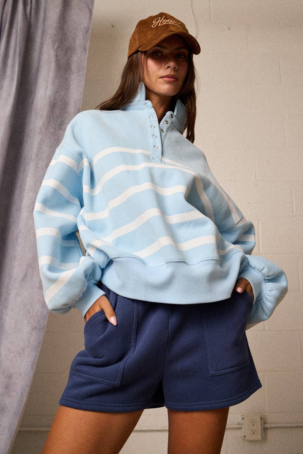 Papermoon Addison Stripe Pullover Sky/White