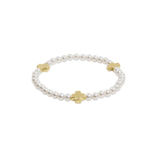 enewton signature cross 4mm pearl bracelet - gold