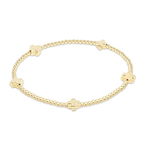 enewton Signature Cross Small Gold Pattern 2mm Bead Bracelet - Gold