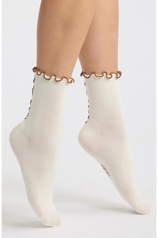 Ugg Karsyn Lettuce Edge Socks - Vanilla Chestnut