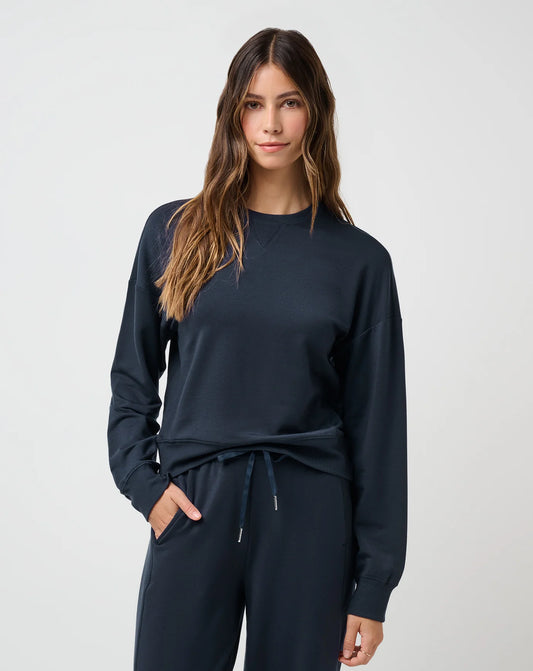 Travis Mathew Women's Cloud Terry Crew in Navy Blazer