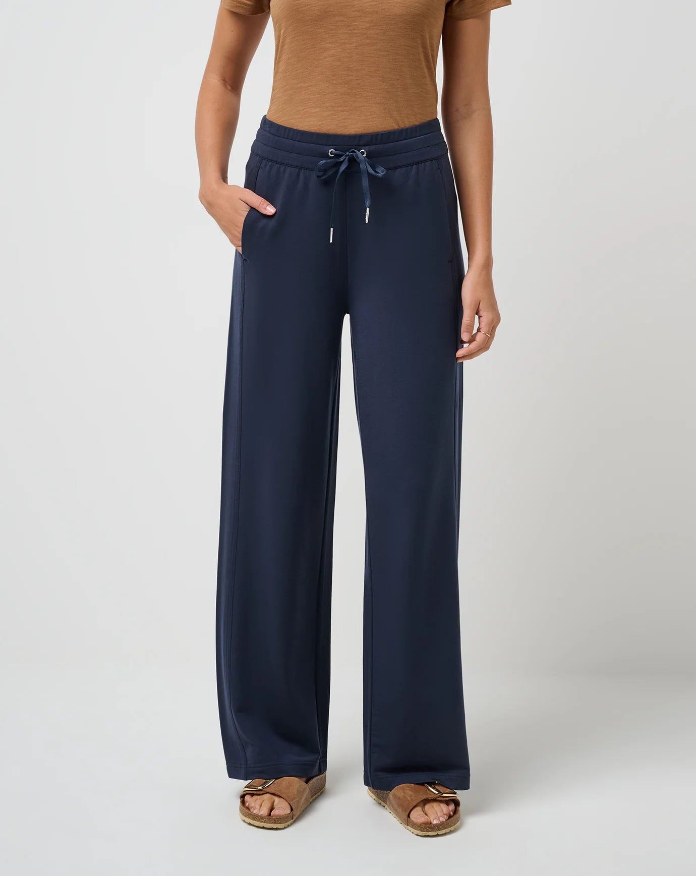 Travis Mathew Women's Cloud Terry Wide Leg Pant in Navy Blazer