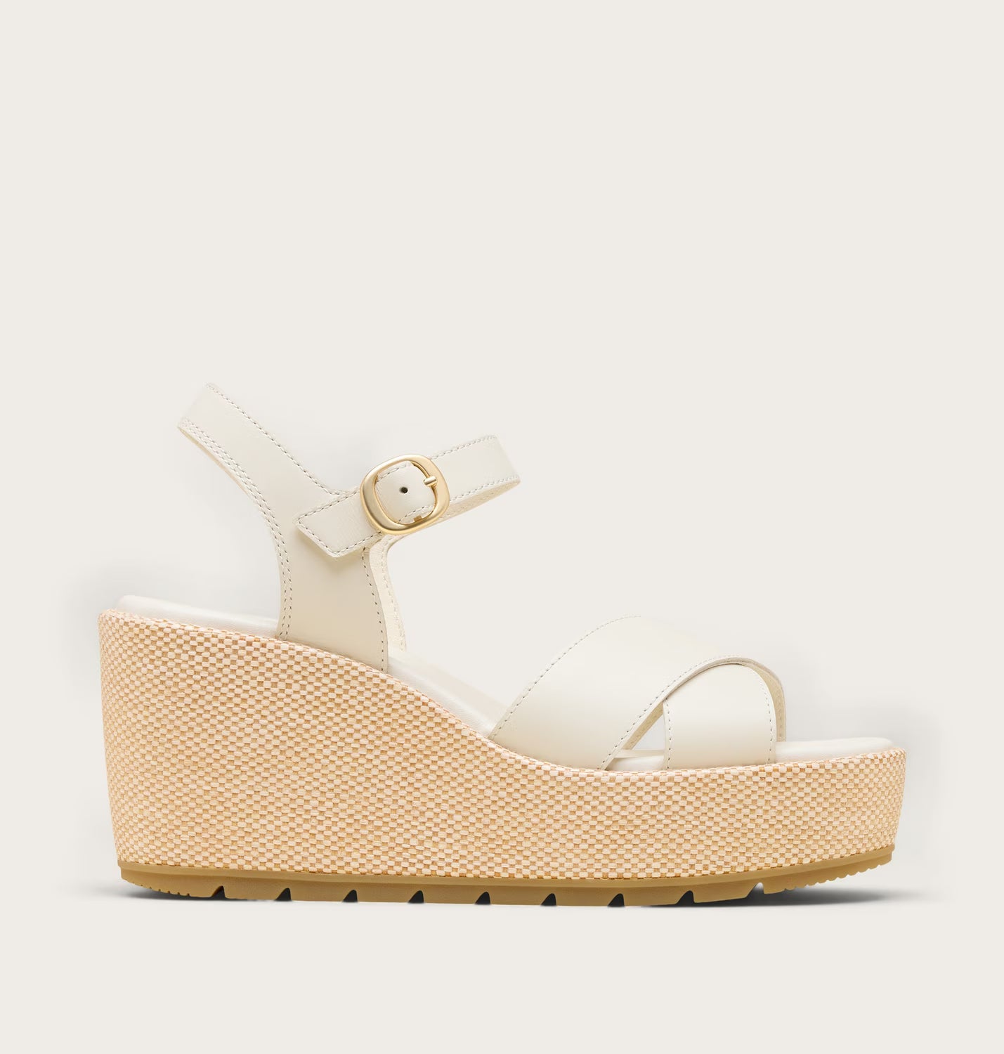 Sorel Women's Sunpeak Wedge Ankle Strap Sandal in Chalk & Beige