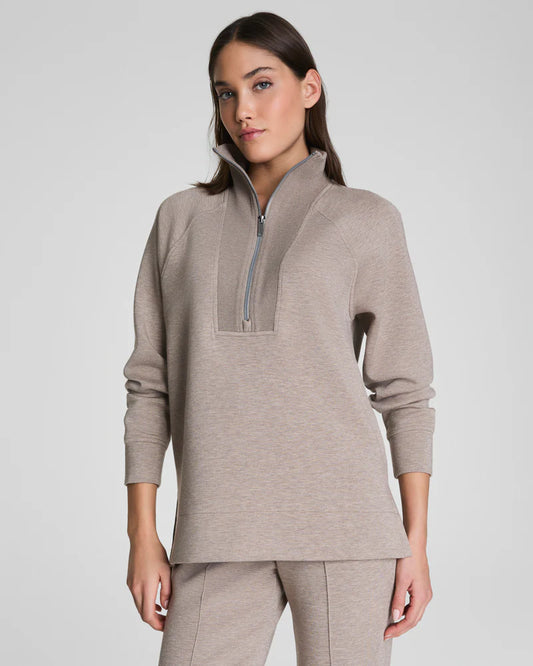 Spanx AirEssentials Brushed Half Zip Tunic Birch Heather