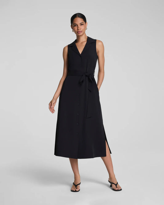 SPANX® CarryOn Belted Midi Shirt Dress Black