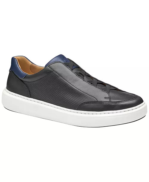 Johnston & Murphy Men's Anders Elastic Black Leather Sneaker