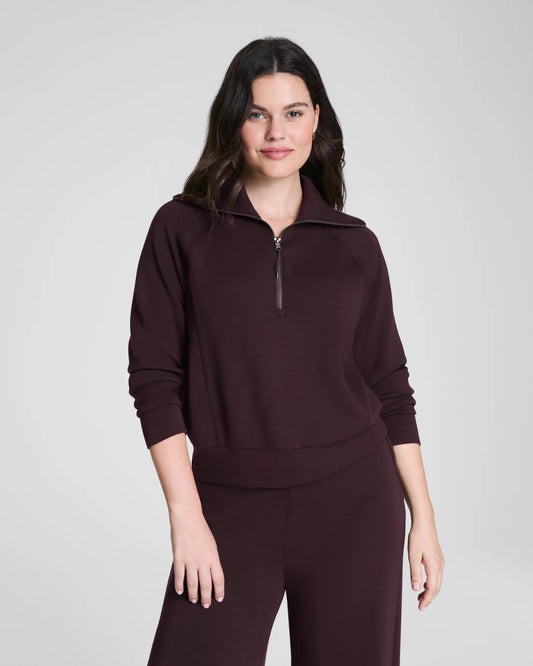 Spanx Airessential Half Zip - Brown Truffle