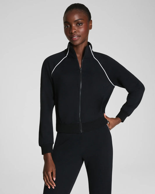 Spanx Airessential Pique Full Zip Track Jacket - Black