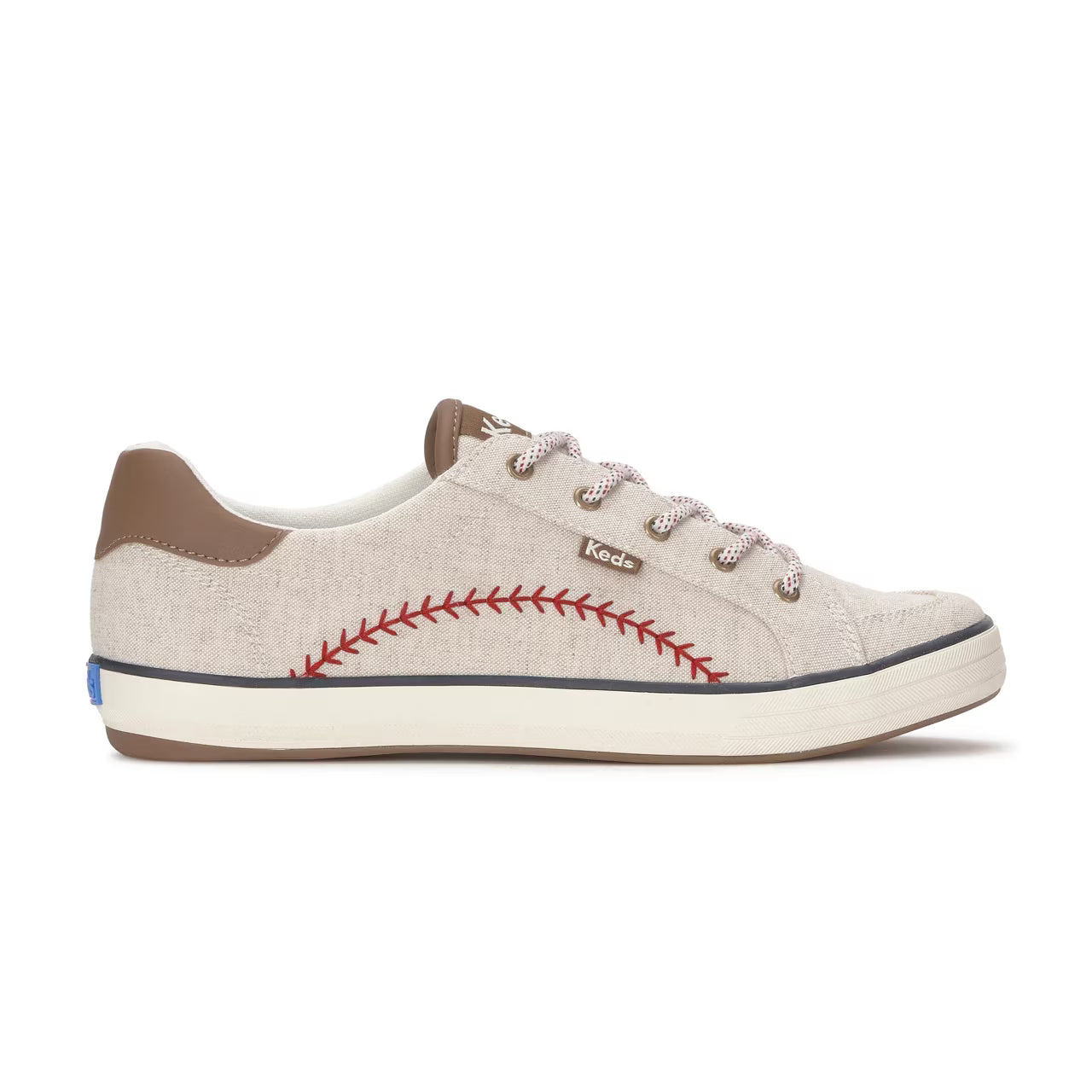 Keds Women's Center III Pennant Woven Sneaker - Natural/Red