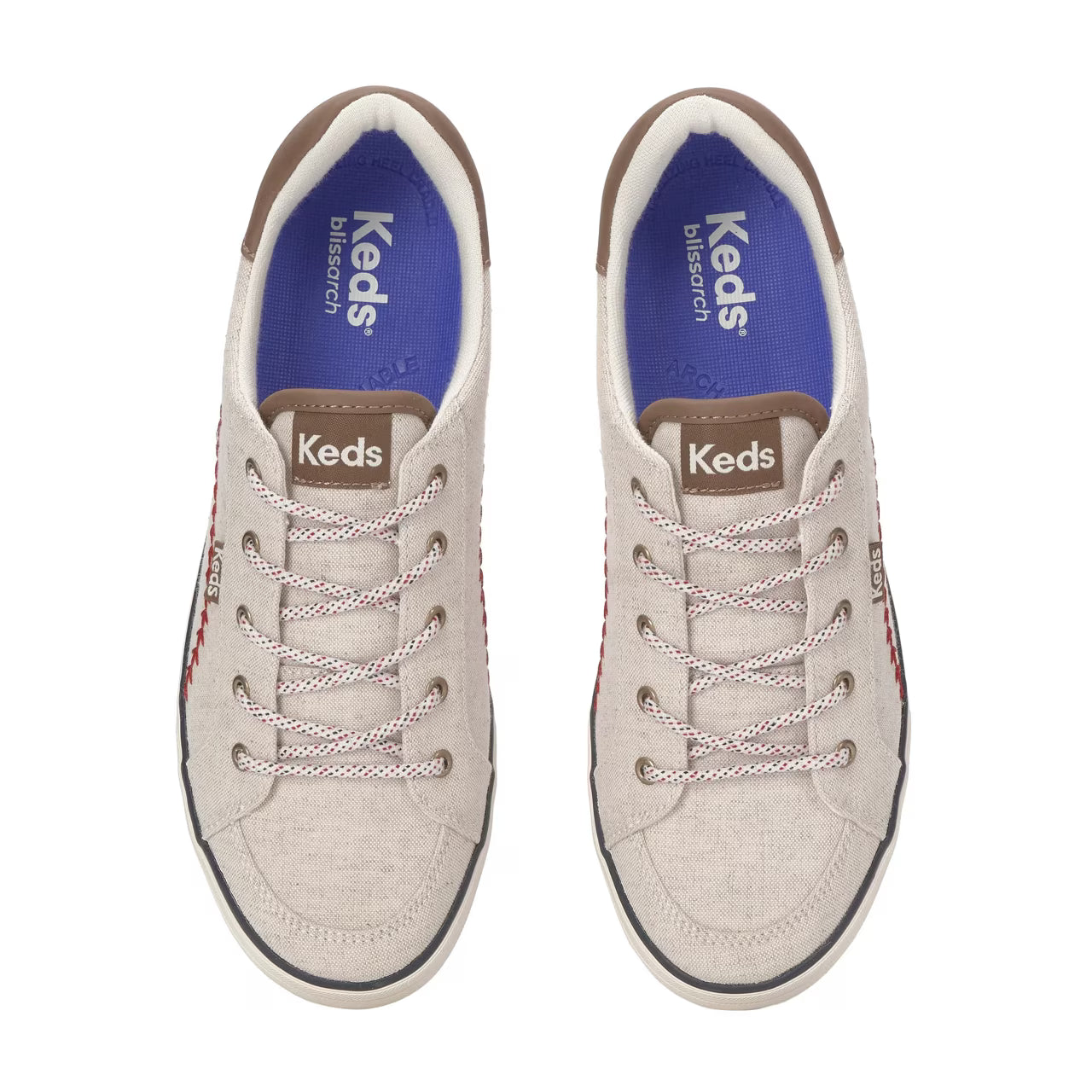 Keds Women's Center III Pennant Woven Sneaker - Natural/Red