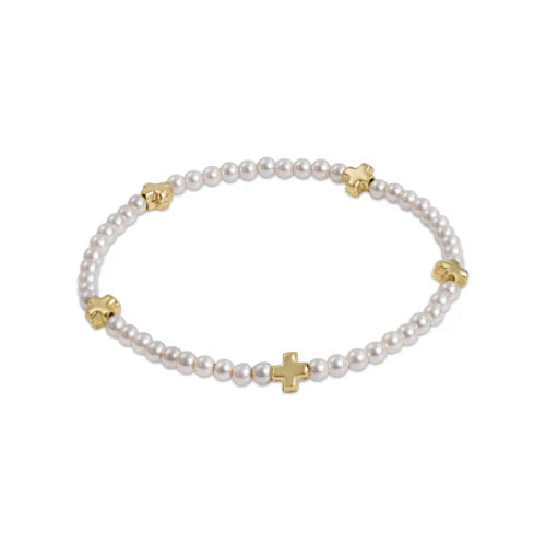 enewton Signature Cross Small Pearl Pattern 3mm Bead Bracelet