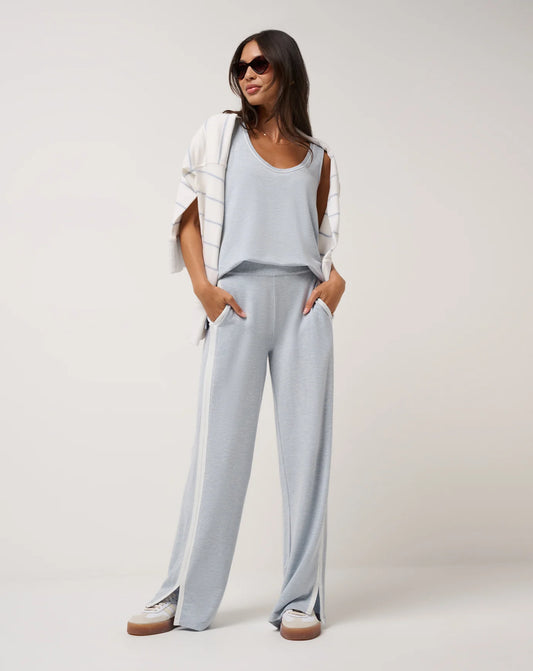 Travis Mathew Women's Cloud Terry Varsity Pant  in Heather Ashley Blue