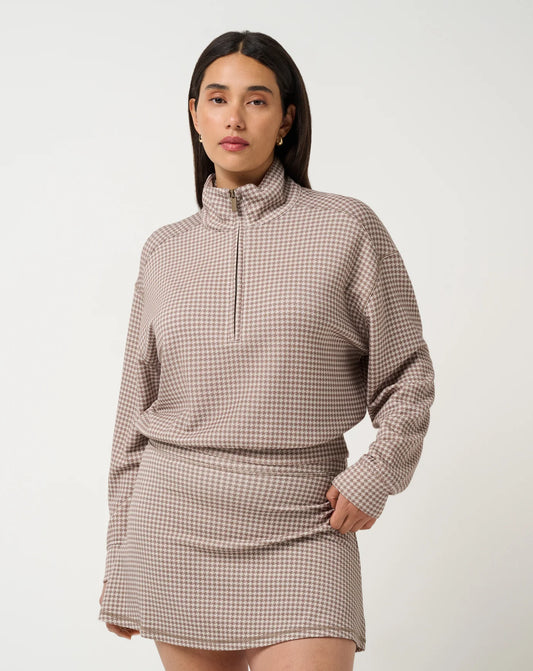 Travis Mathew Printed Skyloft Soft Echo Half Zip - Walnut Multi