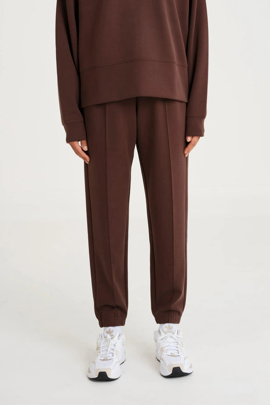Allfenix Soft Luxury Cuffed Track Pant Espresso