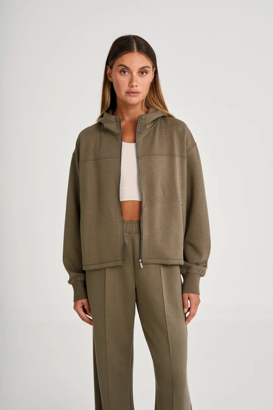 Allfenix Soft Luxury Full Zip Hoodie - Olive