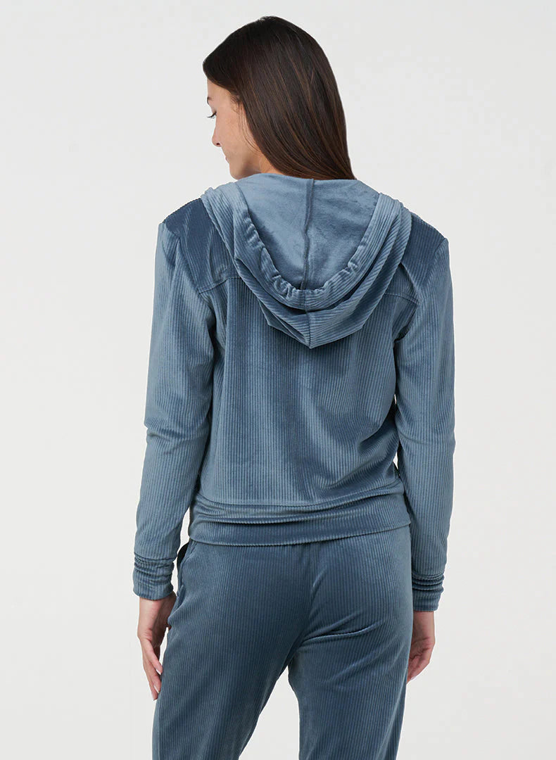 Thrive Societe Rib Velour Zip Hoodie Basalt