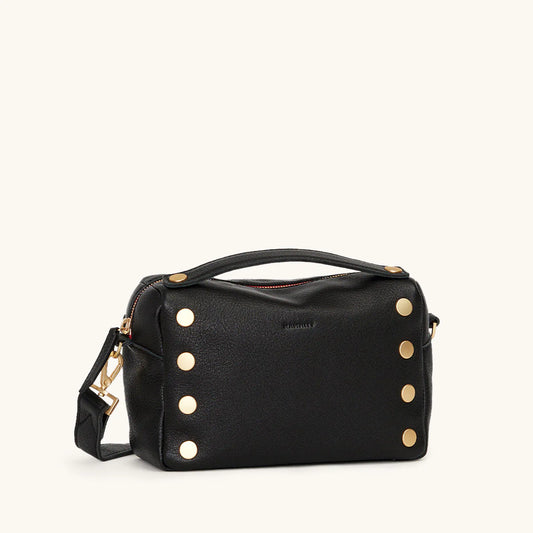 Hammitt Evan Crossbody Small Black/Brushed Gold Red Zip