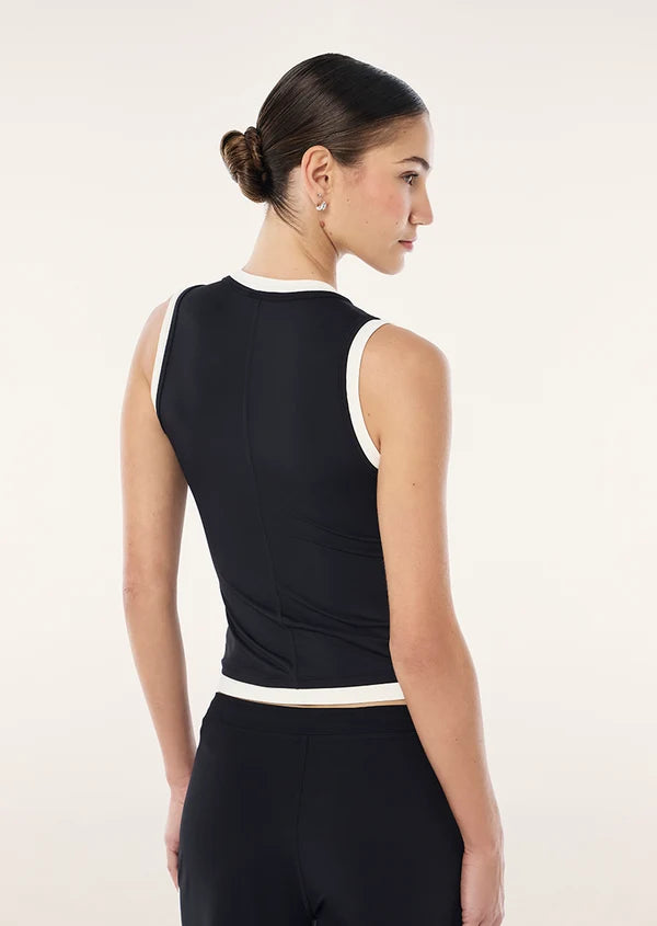 P.E Nation Foundation Layered Muscle Tank in Black & Whisper White