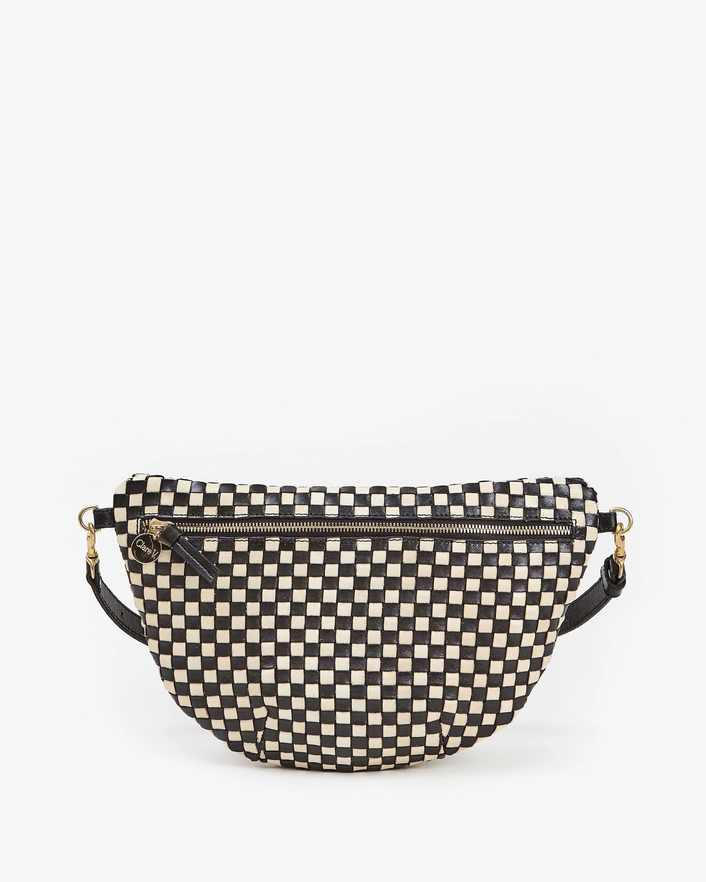 Clare V. - Grande Fanny Black/Cream Woven Checker