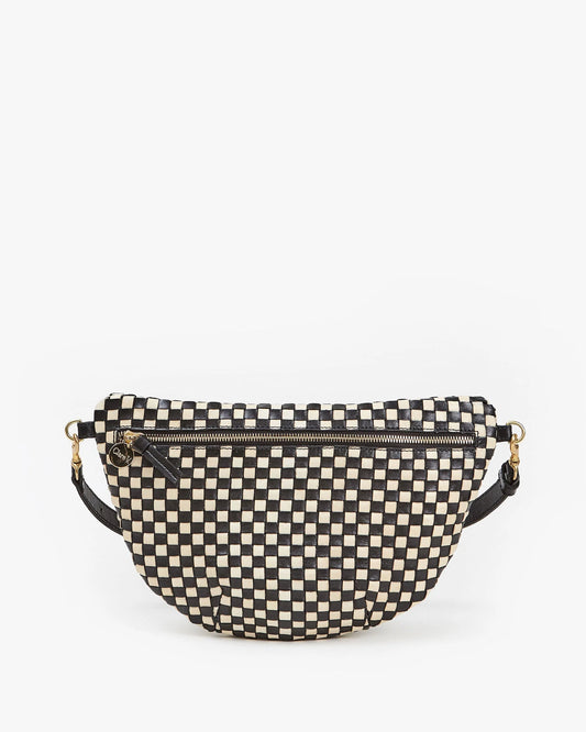 Clare V. - Grande Fanny Black/Cream Woven Checker