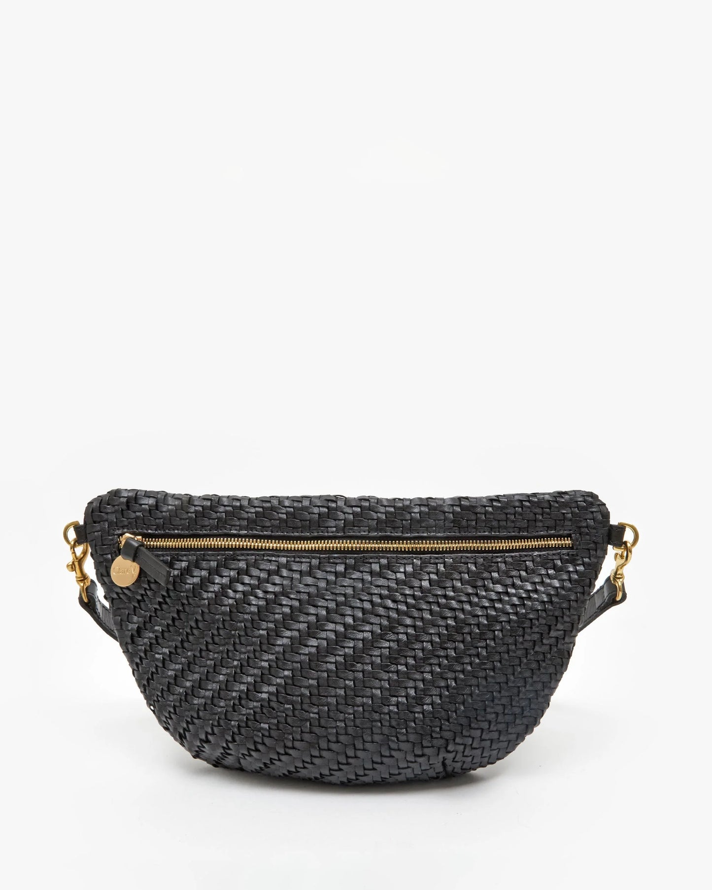 Clare V - Grande Fanny Black Woven Zig-Zag