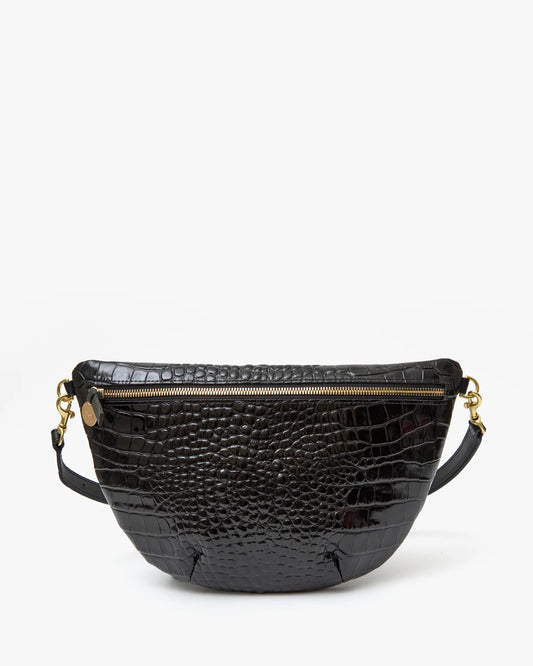 Clare V - Grande Fanny Black Croco