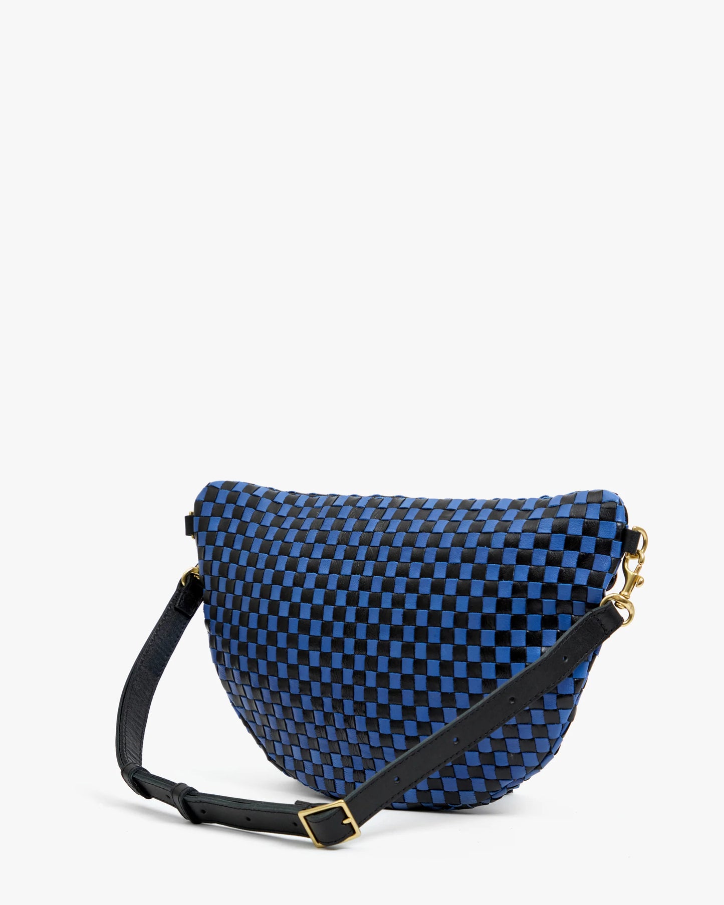 Clare V - Grande Fanny Black/Cobalt Woven Checker