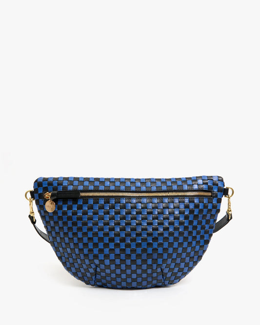 Clare V - Grande Fanny Black/Cobalt Woven Checker