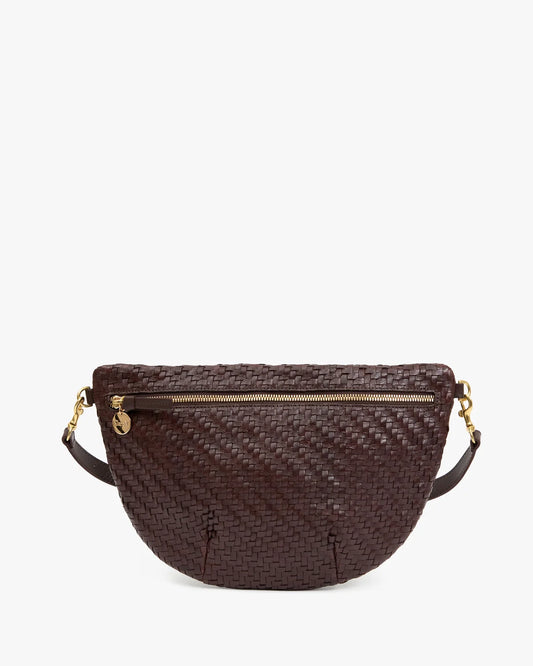 Clare V Grande Fanny Woven Zig-zag- Chocolate