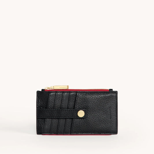 Hammitt 210 West Black/Brushed Gold Red Zip Wallet