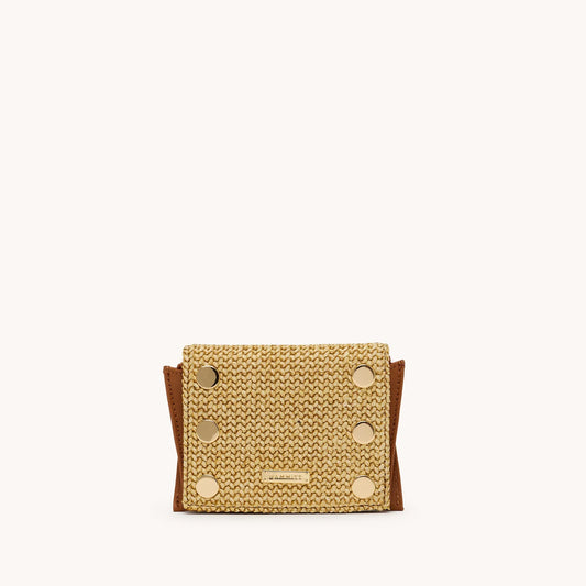 Hammitt Allen Wallet Cocoa Raffia/Gold