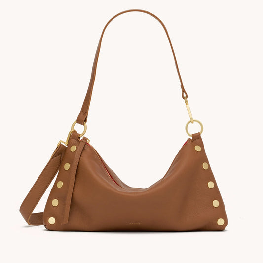 Hammitt Kyle Medium Mahogany Pebble/Brushed Gold Red Zip