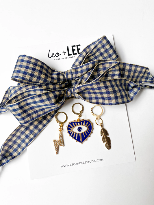 Leo and Lee Studios Gingham and Houndstooth Shoelace & Charms Pack