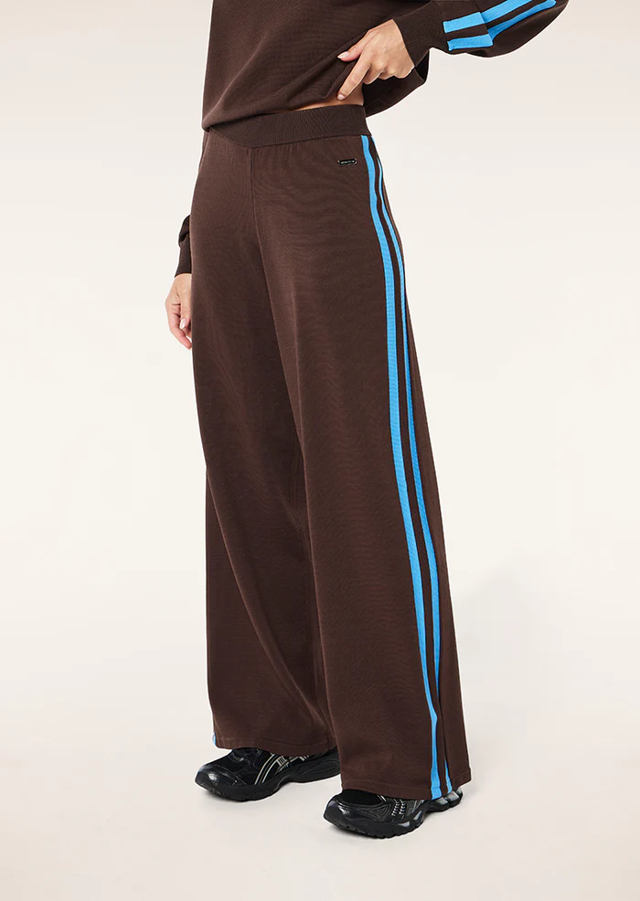 P.E. Nation Retreat Knit Pant in Coffee and Marina Blue