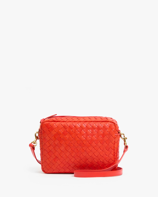 Clare V. Midi Sac - Bright Poppy Diagonal Woven