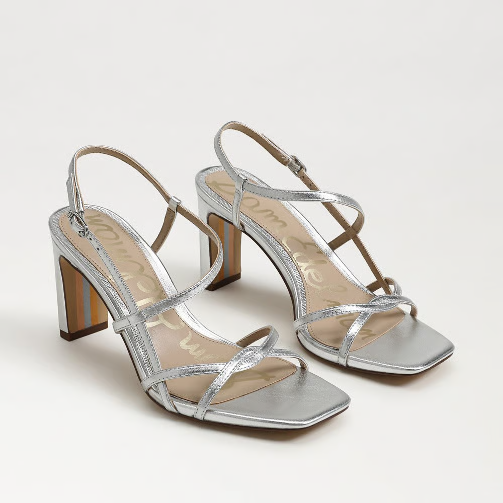 Sam Edelman Elissa Strappy Heel Sandal - Soft Silver