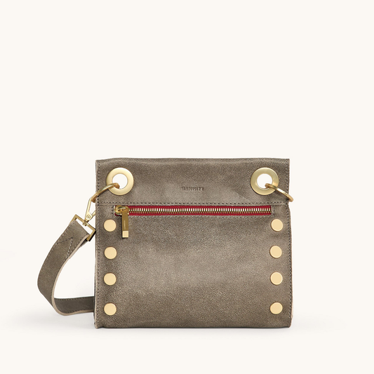 Hammitt Tony Small Pewter/Brushed Gold Red Zip