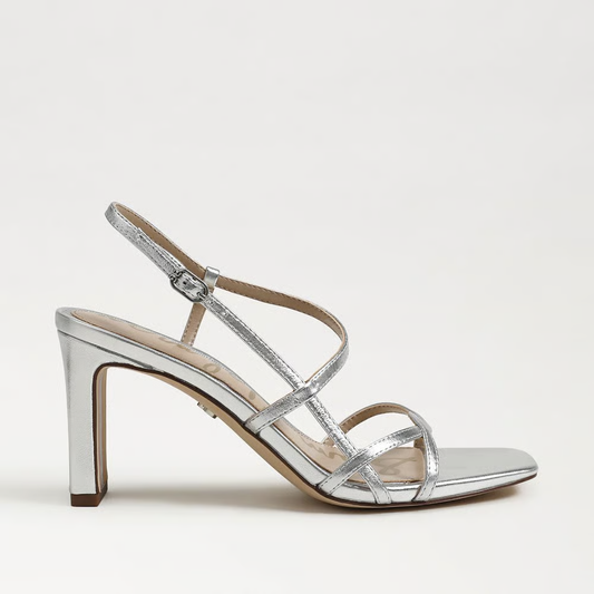 Sam Edelman Elissa Strappy Heel Sandal - Soft Silver