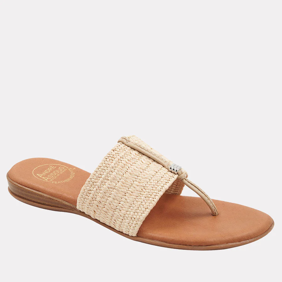Andre Assous Nice Stretch Raffia Featherweight Sandal in Natural