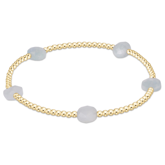 Enewton Admire Small Gem 2mm Gold Bracelet - aquamarine