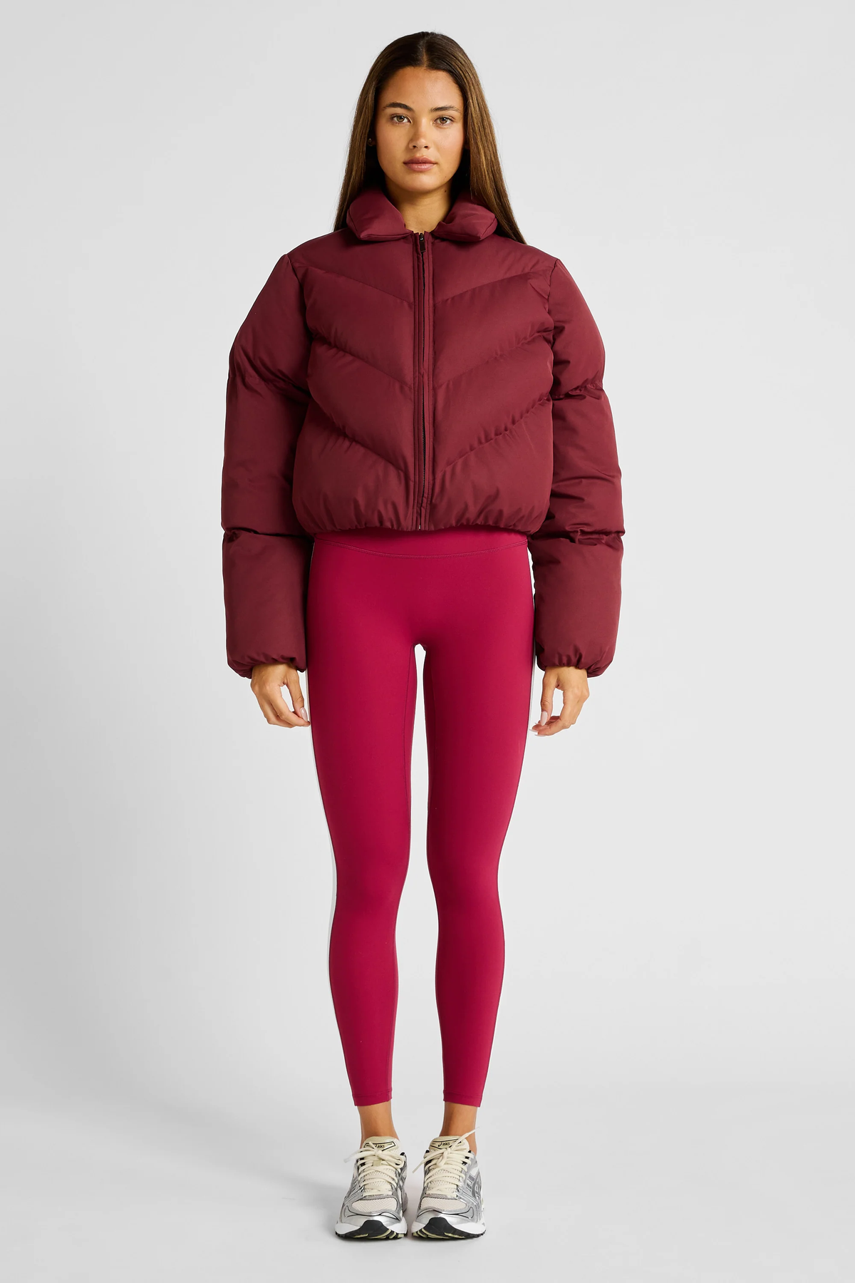 ALLFENIX Cropped Puffer Jacket - Burgundy