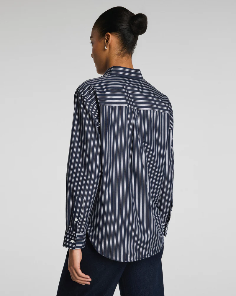 SPANX® Poplin Oversized Button-Down - Timeless Navy/Classic White