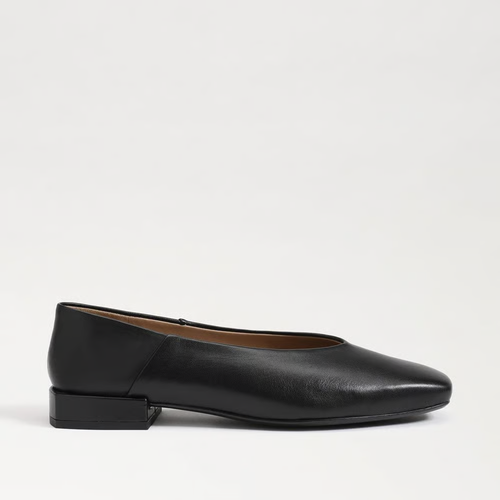 Sam Edelman Kasey Square Toe Ballet Flat Black Leather