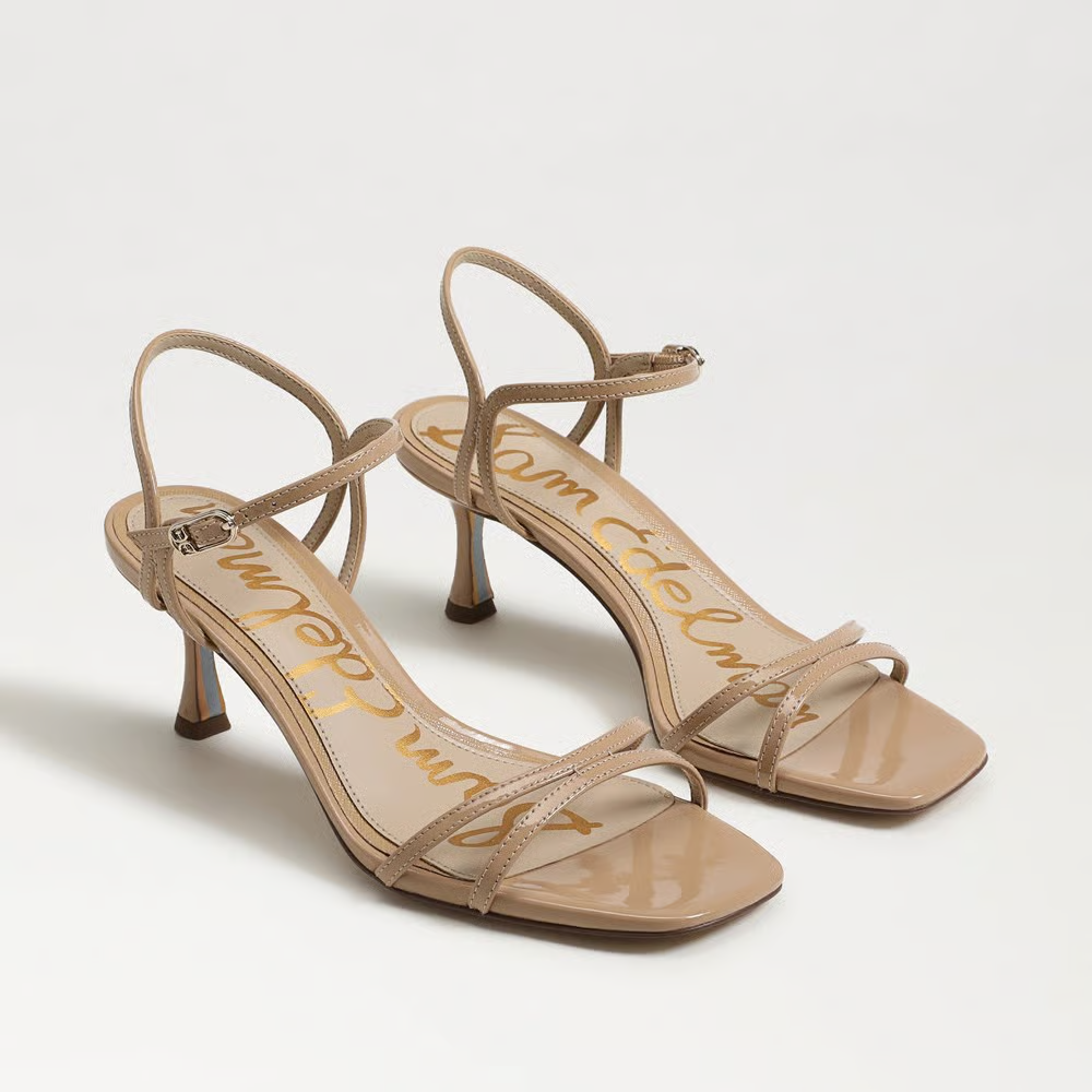 Sam Edelman Presley Strappy Kitten Heel Sandal - Sienna Tan Patent