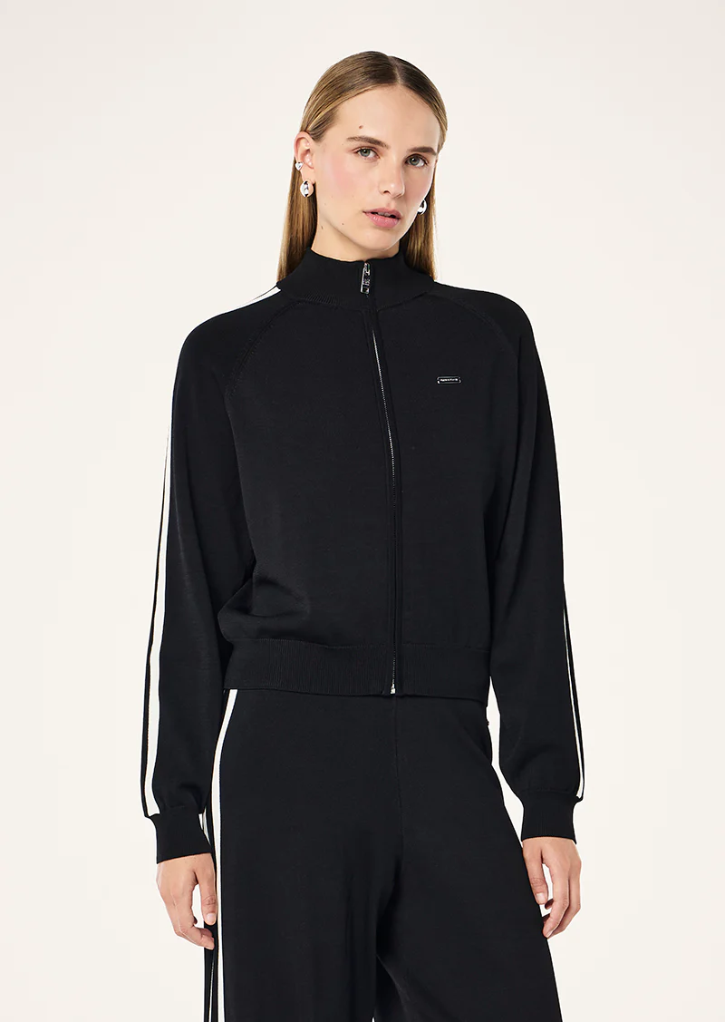 P.E. Nation Retreat Knit Jacket in black & whisper white