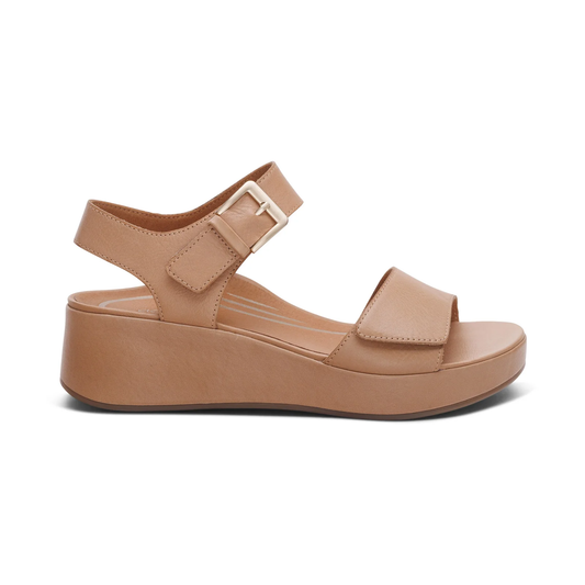 Aetrex Ariel Platform Quarter Strap Sand