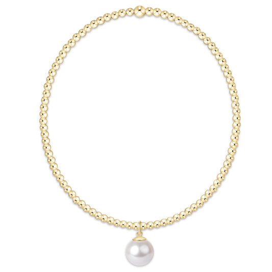 enewton Classic Gold 2mm Bead Bracelet - Pearl Charm 8mm