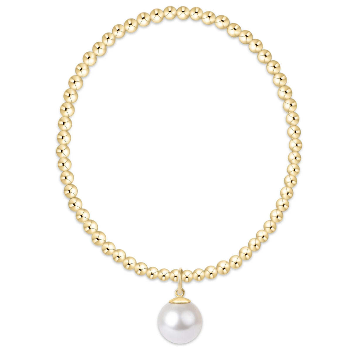 enewton Classic Gold 3mm Bead Bracelet - Pearl Charm 10mm
